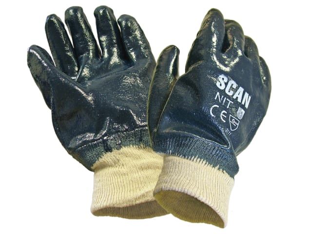 Scan SCAGLONIT Nitrile Knitwrist Heavy-Duty Gloves, One Size