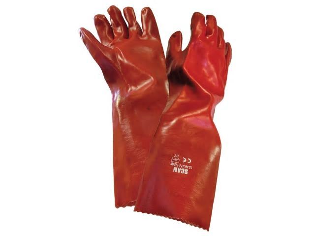Scan PVC Gauntlet - 45cm (18in) L red PVC work glove