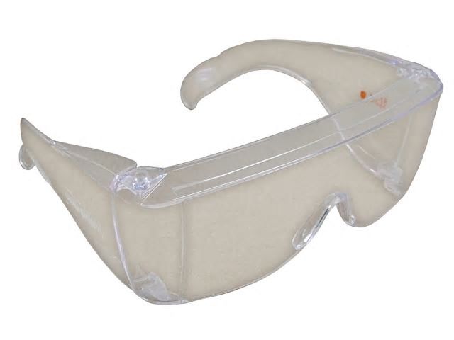 Scan Visitor Safety Glasses in clear polycarbonate with wrap-around panoramic vision and built-in brow shield