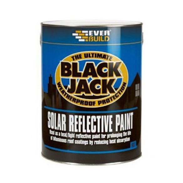 Everbuild 907 Black Jack Solar Reflective Paint 5L in silvery finish