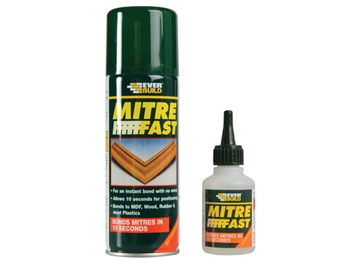 Everbuild Mitre Fast Bonding Kit - Clear two-part instant adhesive system with cyanoacrylate adhesive and aerosol activator