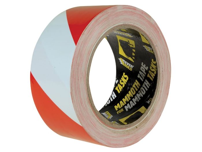 Everbuild Mammoth PVC Hazard Tape 50mm x 33m in red and white
