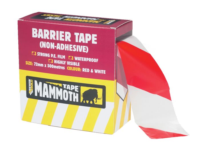 Everbuild Barrier Tape 72mm x 500m in red and white