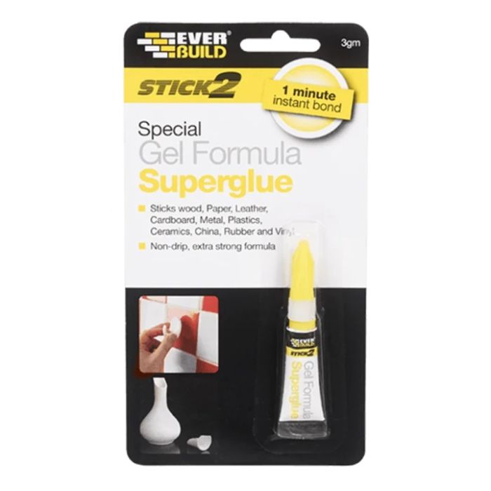 Everbuild Stick 2 Superglue Gel 3g clear adhesive