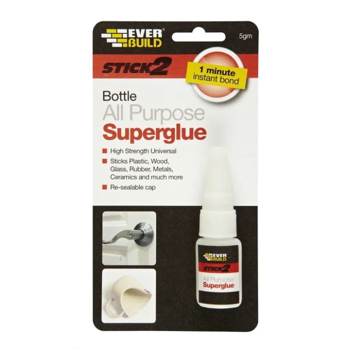 Everbuild Stick 2 All Purpose Superglue Bottle 5g in clear