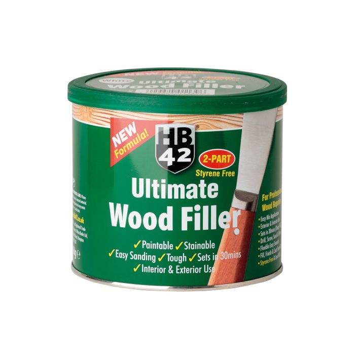 Hilton Banks HB42 Ultimate Wood Filler, 1Kg white 2-part interior and exterior wood repair filler