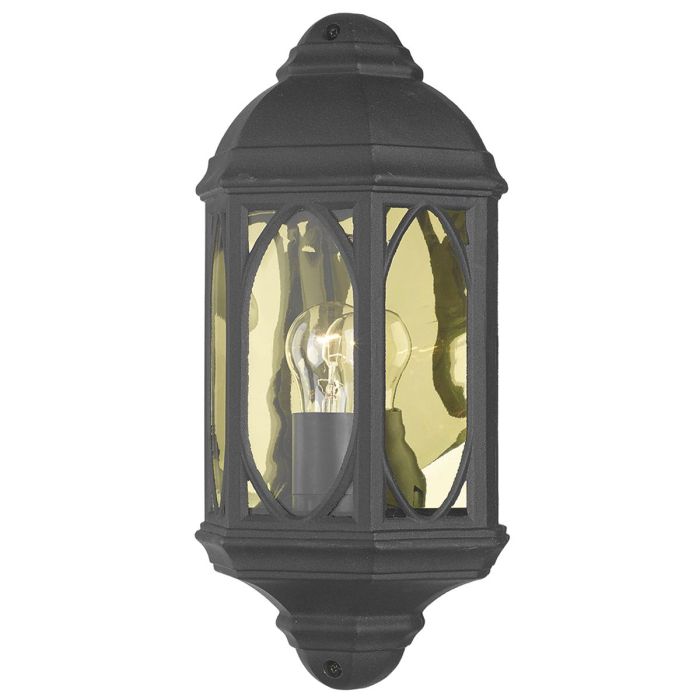 DAR Lighting Tenby Wall Light TEN2122 IP43 half wall light in matt black