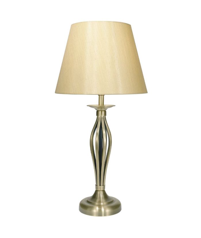 DAR Lighting BYB4075 Bybliss Table Lamp in antique brass with gold shade