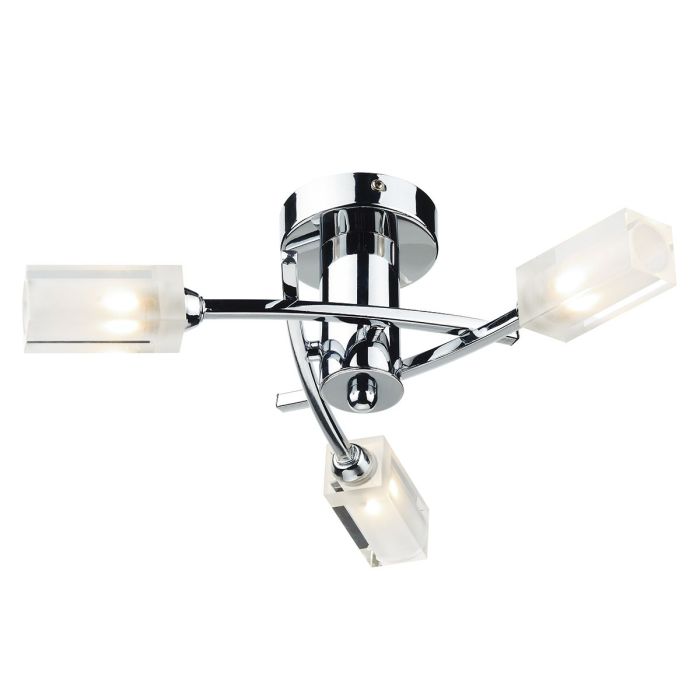 DAR Lighting MOR0350 Morgan 3lt Semi Flush Ceiling Light in polished chrome