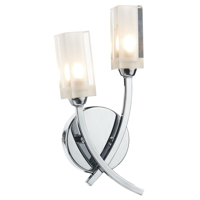 DAR Lighting MOR0950 Morgan Double Wall Light in polished chrome with two clear glass shades