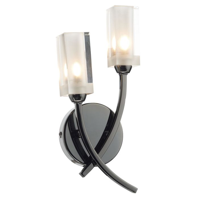 DAR MOR0967 Morgan Double Wall Light in polished black chrome with two clear and frosted glass shades