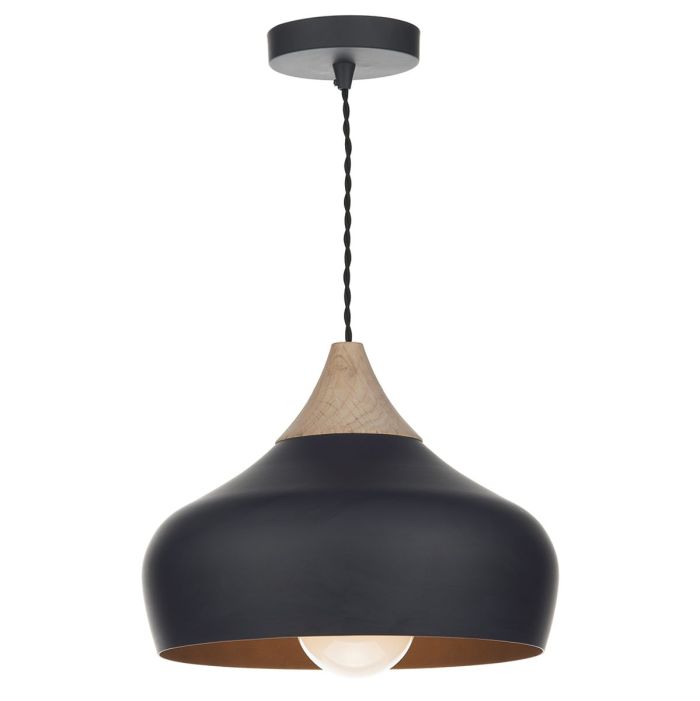 DAR Lighting GAU0122 Gaucho 1lt Ceiling Pendant in matt black