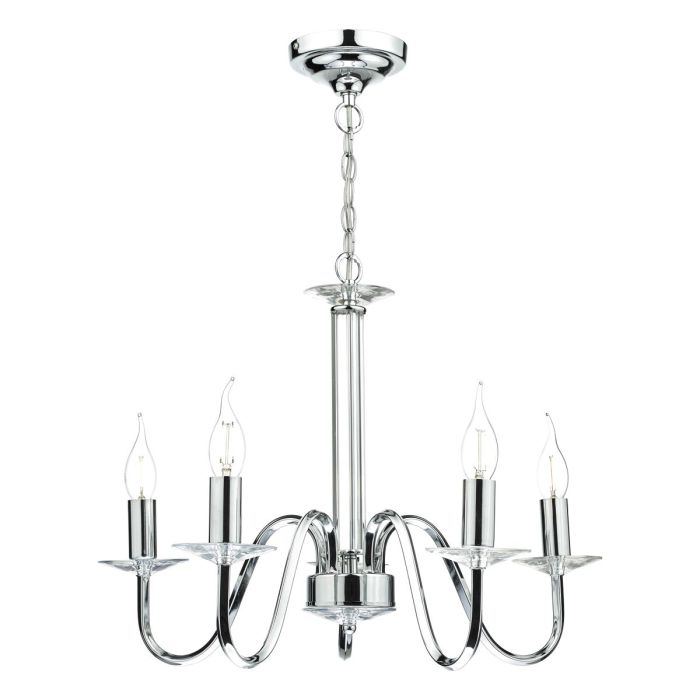 DAR Lighting Pique 5lt Ceiling Light PIQ0550 in polished chrome