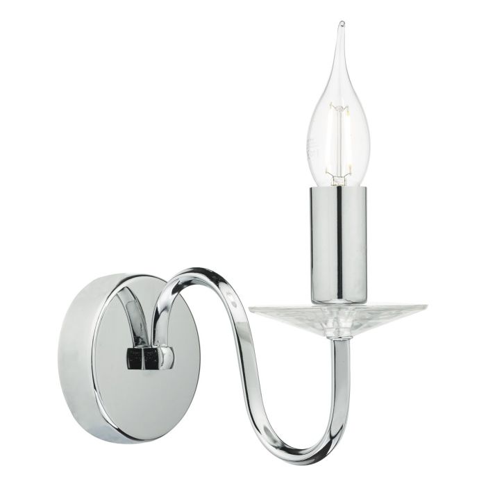DAR PIQ0750 Pique Wall Light in polished chrome and clear crystal