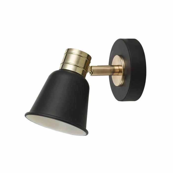 DAR Fry Single Wall Light in matt black and polished gold