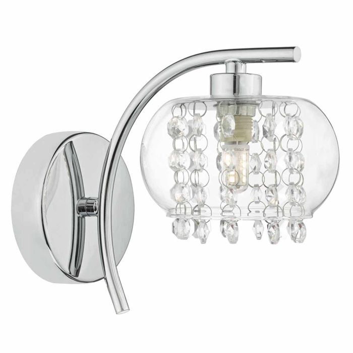 DAR Lighting ELM0750 Elma Single Wall Light, D20 x H16 x W12cm, Polished Chrome