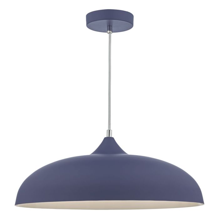 DAR Lighting Kaelan 1lt ceiling pendant in matt blue and white