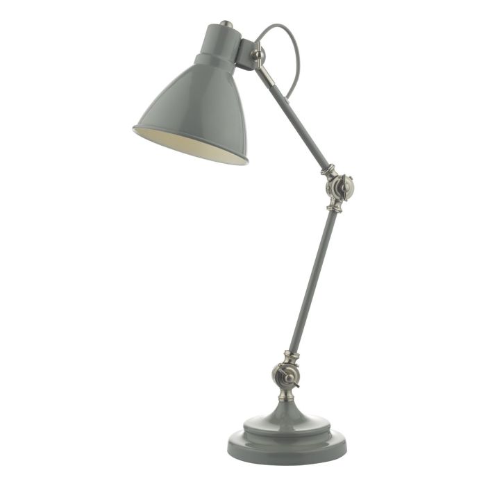 DAR Lighting Eunice Task Lamp in Gloss Grey and Satin Nickel with adjustable head and arm