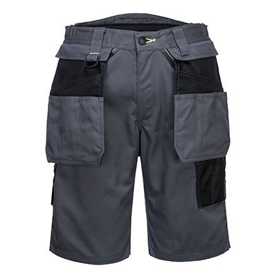 Portwest PW345 PW3 Holster Work Shorts in Grey and Black, size 32R