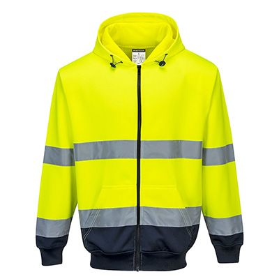 Portwest B317 Two-Tone Zip Front Hoodie, Yellow and Navy, XL