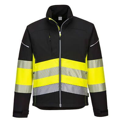 Portwest PW375 PW3 Hi-Vis Class 1 Softshell Jacket in Black/Yellow XXL
