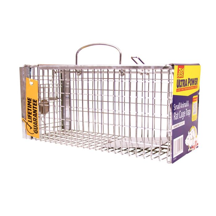 The Big Cheese Rat Cage Live-Catch Trap in galvanised mesh