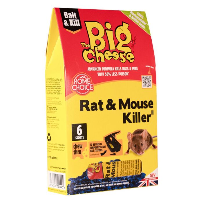 The Big Cheese Rat & Mouse Killer Grain Bait Sachets, 6x25g