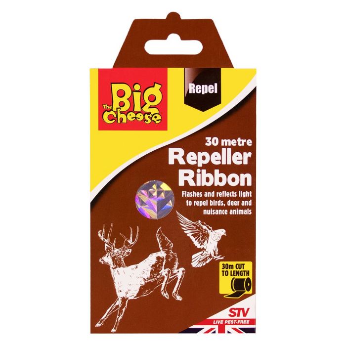 The Big Cheese Repeller Ribbon 30m iridescent humane bird deterrent tape