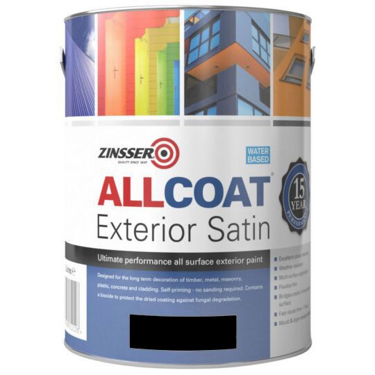 Zinsser AllCoat Exterior Satin Black 2.5L mould resistant exterior paint