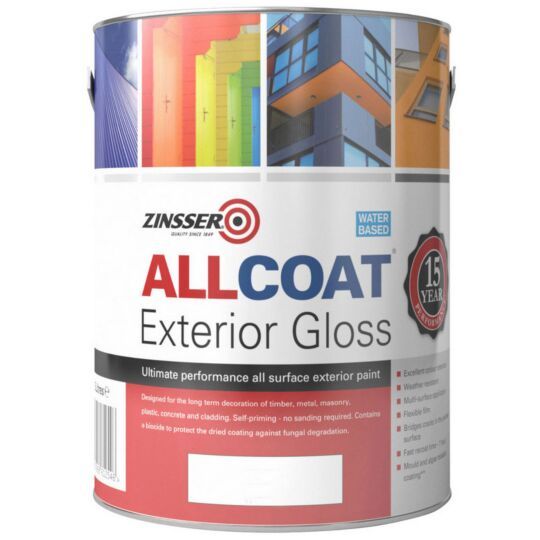 Zinsser Allcoat Exterior Gloss White 2.5L ultimate performance mould resistant paint