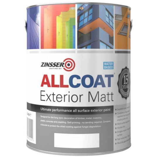 Zinsser Allcoat Exterior Matt White 2.5L all surface paint