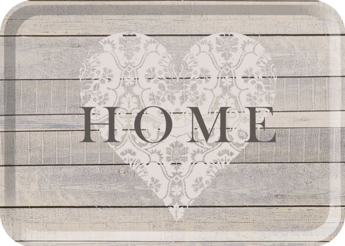 Creative Tops Everyday Home Large melamine tray measuring 38x28 in a glossy wooden board design with lace-effect heart