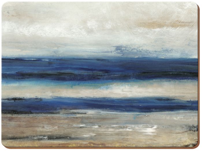 Creative Tops Blue Abstract Premium Placemats, pack of 4 with abstract ocean view design and cork back