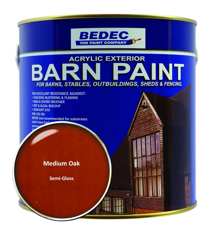 Bedec Barn Paint Semi Gloss Medium Oak 2.5L protective coating tin