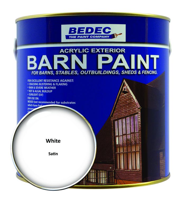 Bedec Barn Paint Satin White 2.5L acrylic protective coating