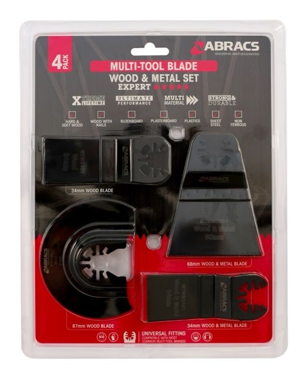 Abracs MTWMSET4 Multi Tool Wood and Metal Blade Set - 4 Piece
