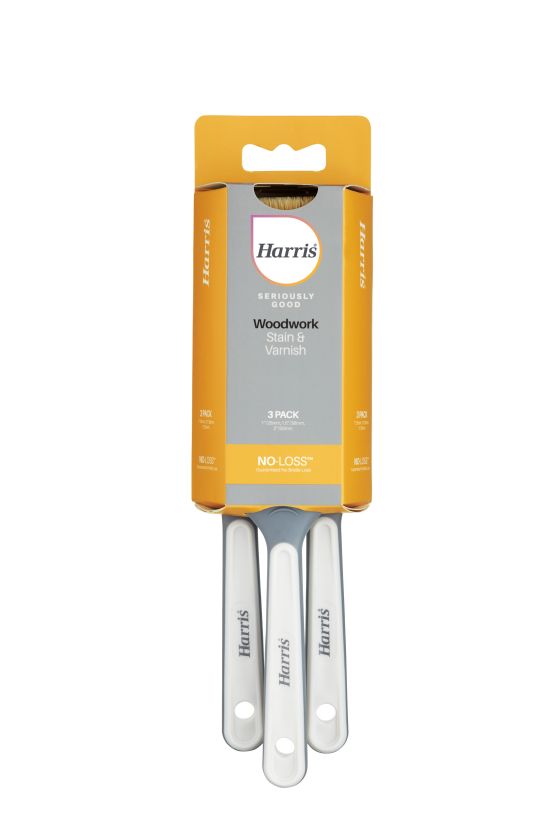 Harris Seriously Good Flat Brush Pack of 3 for wood stain and varnish