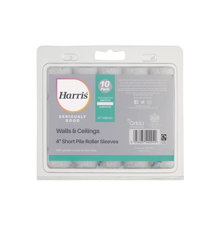 Harris Walls & Ceilings Seriously Good Roller Sleeve, Short Pile, 100mm, pack of 10