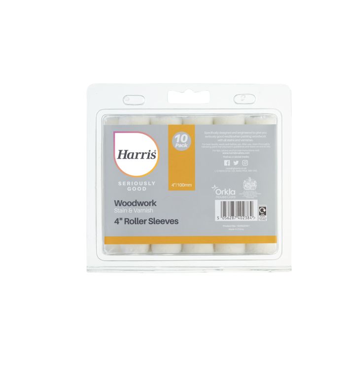 Harris Woodwork Stain and Varnish Seriously Good Roller Sleeve 100mm Pack of 10