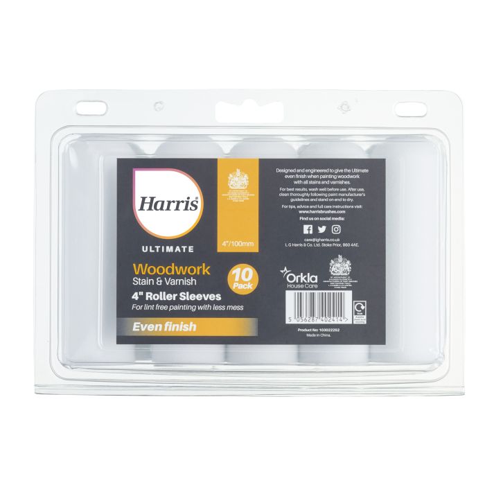 Harris Woodwork Stain and Varnish Ultimate Roller Sleeve 100mm Pack of 10