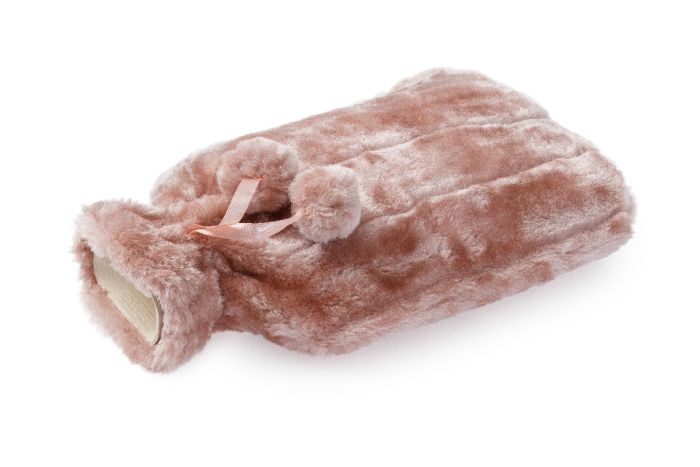 Blue Canyon HW013 2L Hot Water Bottle with Dusky Pink Fur Cover
