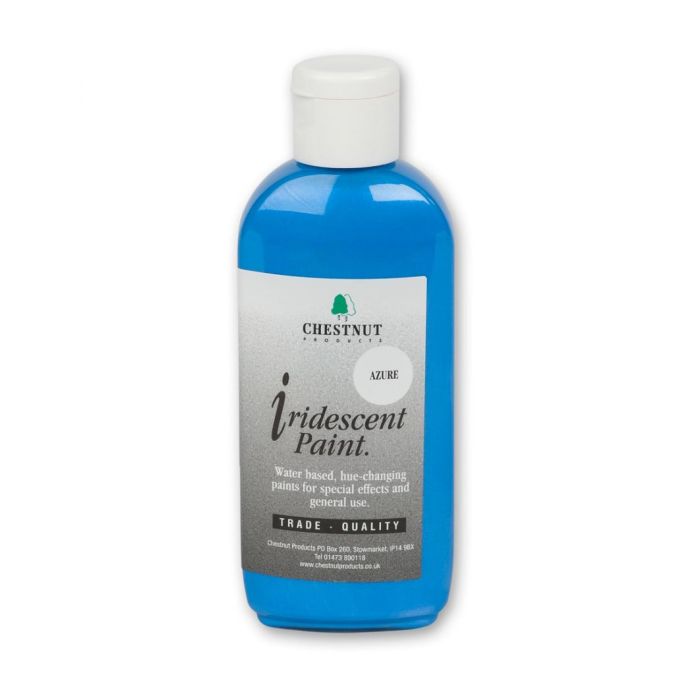 Chestnut Products Iridescent Paint in Azure, 100ml water-based acrylic crafting finish