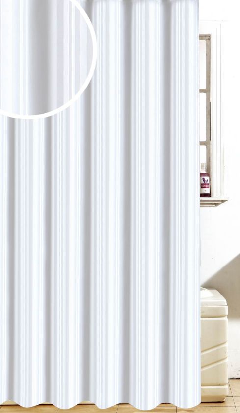 Blue Canyon SC355WH SATIN STRIPE Polyester Shower Curtain White 180 x 180cm
