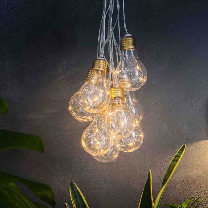 The Solar Centre Lumify USB Solar Vintage Bulb Lights - Set Of 10 with warm white LEDs