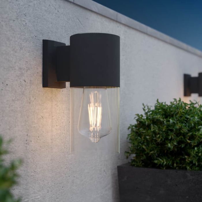 The Solar Centre Salcombe Solar Wall Light in anthracite with a 250mm lamp height
