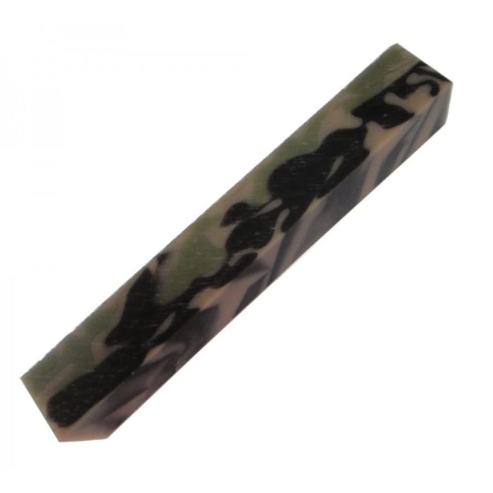 Charnwood AB02 acrylic pen blank 20mm x 20mm x 130mm in green and brown cammo