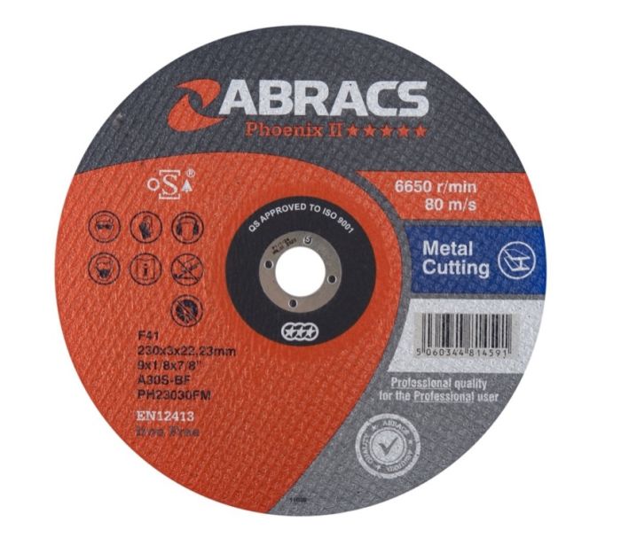 Abracs PH23030FM Phoenix II Flat Metal Cutting Disc 230mm x 3.0mm x 22mm