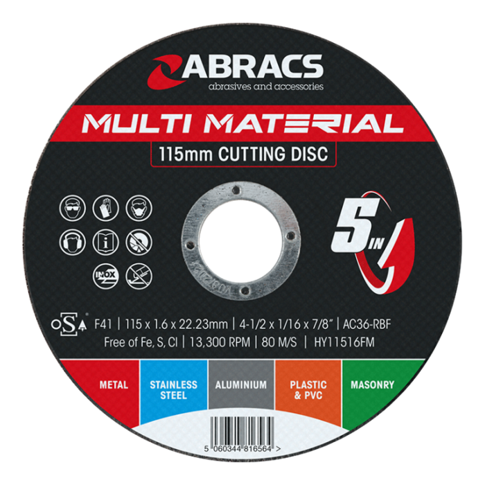 Abracs HY11516FM Multi Material 5-in-1 Cutting Disc 115mm x 1.6mm x 22.23mm