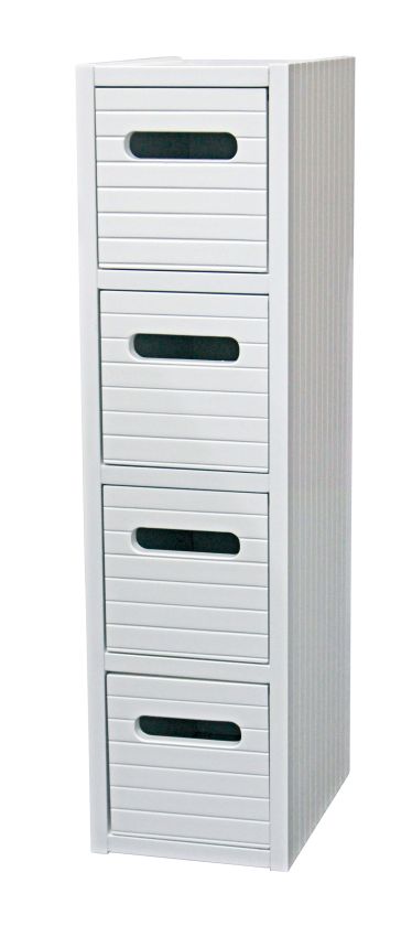 Blue Canyon BF12287 Modena 4 Draw Slim Cabinet in White, W 17.5 x D 24 x H 66 cm