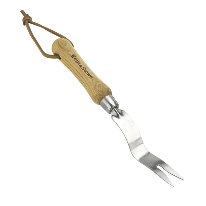 Kent & Stowe Stainless Steel Hand Daisy Grubber FSC with ash wood handle and 300mm length